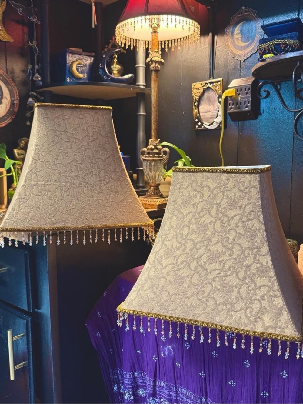 Vintage Beaded Fringe Matching Lampshades